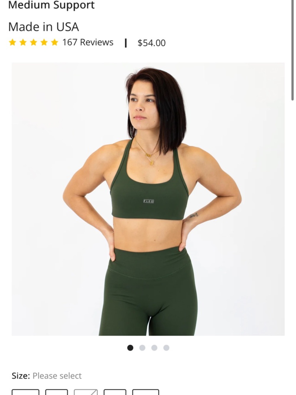 Fleo Dark Green Racerback Sports Bra